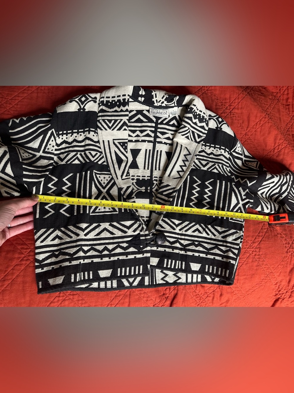 Flashback Black & White Geometric Cropped Jacket - Picture 10 of 14
